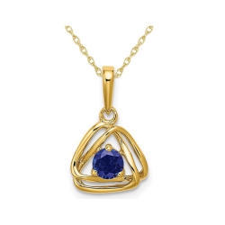 GEM AND HARMONY 1/3 Carat (Ctw) Lab Created Blue Sapphire Geometric Pendant Necklace In 14K Gold With Chain In Yellow