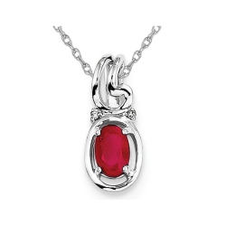 GEM AND HARMONY Natural Ruby 2/3 Carat (Ctw) Drop Pendant Necklace In Sterling Silver With Chain In Red