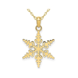 GEM AND HARMONY 10K Gold Snowflake Charm Pendant Necklace With Chain In Yellow