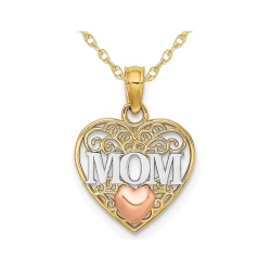 GEM AND HARMONY Mom Heart Pendant Necklace In 14K Gold With Chain In Yellow