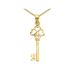 GEM AND HARMONY 14K Gold Polished Key Pendant Necklace With Chain In Yellow