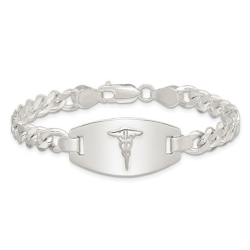 GEM AND HARMONY Medical Id Curb Link Bracelet In Sterling 7.25 Inches In Silver