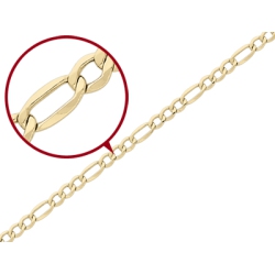 GEM AND HARMONY Figaro Chain Bracelet In 14K Gold 7 Inches (7.30 Mm) In Yellow