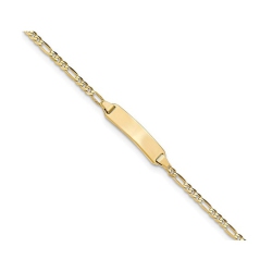 GEM AND HARMONY 14K Gold Engraveable Figaro Id Bracelet ( 7 Inches) In Yellow
