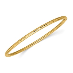GEM AND HARMONY 14K Gold Diamond-Cut Slip On Bangle (3.00 Mm) In Yellow