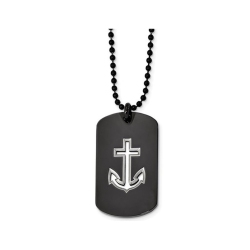 GEM AND HARMONY Mens Dog Tag Anchor Pendant Necklace In Stainless Steel With Chain In Multicolor