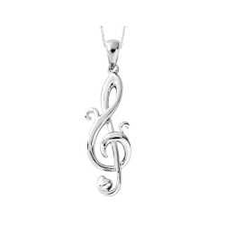 GEM AND HARMONY Love Notes Music Note Pendant Necklace In Sterling With Chain In Silver
