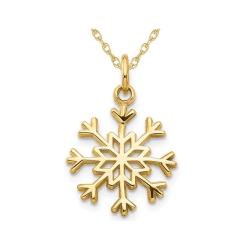 GEM AND HARMONY 14K Gold Snowflake Charm Pendant Necklace With Chain In Yellow