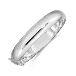 GEM AND HARMONY Hinged Bangle In Sterling (11.0Mm) In Silver