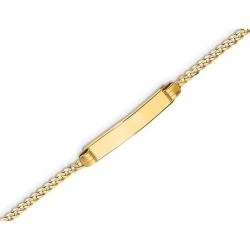 GEM AND HARMONY 14K Gold Engraveable Curb Link Id Bracelet (7 Inches) In Yellow