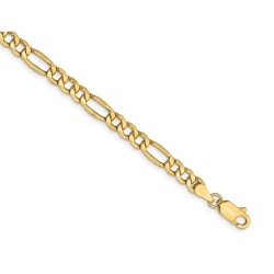 GEM AND HARMONY 14K Gold Figaro Chain Bracelet 7 Inches (4.20 Mm) In Yellow