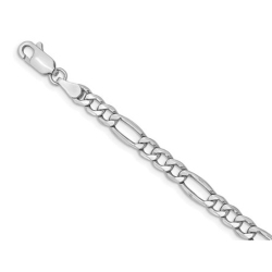 GEM AND HARMONY Figaro Chain Bracelet In 14K Gold 7 Inches (4.75 Mm) In White