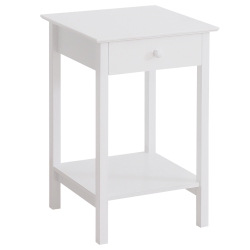 HOMCOM Modern Nightstand, Side Table With Drawer And Storage Shelf, End Table for Living Room, 15.4" X 15.4" X 24" In White