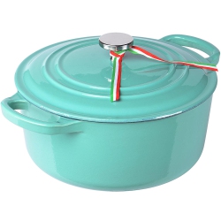 LIVINGBASICS 4.2Qt Cast Iron Covered Dutch Oven W/ Stainless Steel Knob And Loop Handles In Green