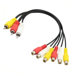ISTAR 3 Rca Male Jack to 6 Rca Female Plug Splitter Audio Video Av Adapter Cable 25 Cm