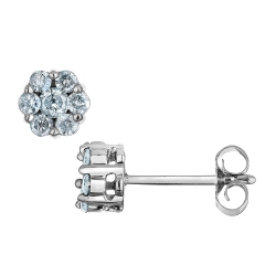 GEM AND HARMONY 1/2 Carat (Ctw I2-I3) Diamond Stud Cluster Earrings In 10K Gold In White