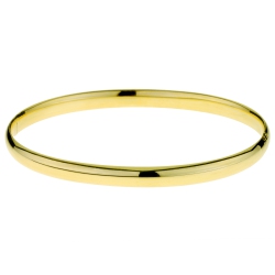 GEM AND HARMONY High Polish 4.5MM Hinged Bangle In 14K Gold In Yellow
