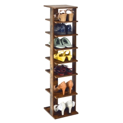 COSTWAY 7-Tier Shoe Rack Free Standing Shelf Storage Tower Rustic In Brown