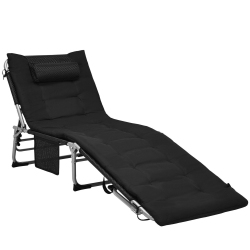 GYMAX 4-Fold Oversize Padded Folding Chaise Lounge Chair Reclining Chair