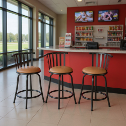 HOMY CASA Set Of 3 Swivel Bar Stools With Backrest And Comfortable Cushion for Cinema Lobby, Sports Arena, And Waiting Area