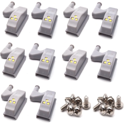 ISTAR 10PCs Led Hinge Light Universal Under Cabinet Lights 0.75W Inner Sensor Light Kitchen Bedroom Cupboard Wardrobe Night Light Warm In White