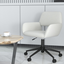 HOMY CASA Modern Task Chair for Living Room Work Corner, Easy-Clean Fabric, Compact In Beige