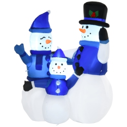 HOMCOM 4Ft Inflatable Christmas Decoration Snowman Family, Blow-Up Outdoor Led Yard Display for Lawn, Garden, Party