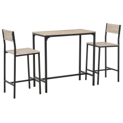 HOMCOM Industrial Bar Table Set Counter Height 3 Piece And 2 High Back Stools Set Dining Table Set for Small Space In The Dining Room