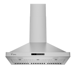 EMPAVA 36 In. 380 Cfm Wall Mount Range Hood \w Ducted Exhaust Vent - Soft Touch Controls - 3 Speed Fan - Permanent Filter - Leds Light In Stainless
