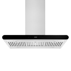 EMPAVA 36 In. 400 Cfm Island Range Hood - Ducted Exhaust Kitchen Vent - Tempered Glass - Soft Touch Controls - 3 Speed Fan - Permanent Filter - Leds