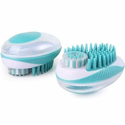 2 in 1 Pet Soft Brush Bath Fur Massage Brush Shampoo Dispenser Massaging Washing