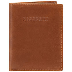 Mancini Casablanca RFID Genuine Leather Bi-fold Passport Cover - Cognac