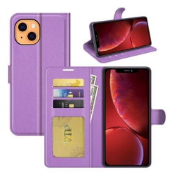 CSMART [Cs] Iphone 13 Mini Case, Magnetic Leather Folio Wallet Flip Case Cover With Card Slot In Purple