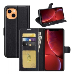 CSMART [Cs] Iphone 13 Mini Case, Magnetic Leather Folio Wallet Flip Case Cover With Card Slot In Black