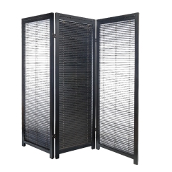 MAISON CONCEPTS 3 Panel Adjustable Wooden Shutter Screen (Black)