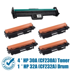 PRINTER PRO Compatible Replacement for 4 Pack HP 30A (Cf230A)/ 32A(Cf232A) Toner Cartridge With Drum Unit for HP Printer Laserjet Pro M203D Mfp M227