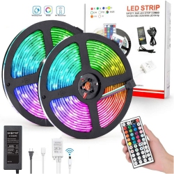 ISTAR Led Strip Light With Remote 5M, Lepro Dimmable RGB Led Strips Colour Changing Room Lights, Stick On Led Lights for Bedroom, Kitchen, Kids Room