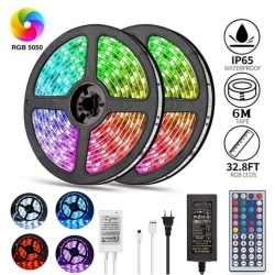 ISTAR Gaming Led Strip Lights for Bedroom, 32.8Ft Waterproof Led RGB Strip Lights, Flexible Strip Night Lights With 44 Keys Ir Remote
