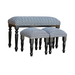 MAISON CONCEPTS 3 Piece Wood Bench And Stools Set (Crossweave)