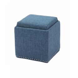MAISON CONCEPTS Chase Fabric Ottoman With Flip Tray Lid (Blue)