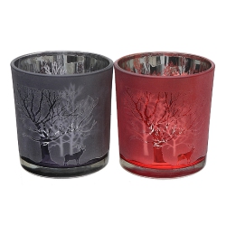 MAISON CONCEPTS Glass Tealight Holders (Amber Trees) (Asstd) - Set Of 2