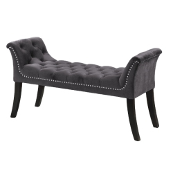 MAISON CONCEPTS Imperial Tufted Bench With Armrest (Gray)