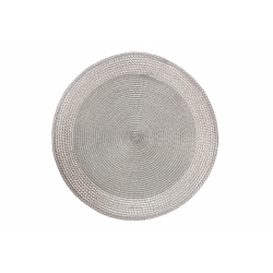 MAISON CONCEPTS Vinyl Round Placemat With Border (Silver) - Set Of 12