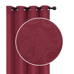 MAISON CONCEPTS Embossed Blackout Panel W 8 Grom (Paisley) (Red) (84") - Set Of 2