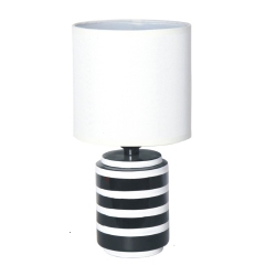 MAISON CONCEPTS Ceramic Table Lamp With Shade (Striped) (White)