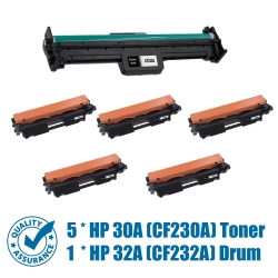 PRINTER PRO Compatible Replacement for 5 Pack HP 30A (Cf230A)/ 32A(Cf232A) Toner Cartridge With Drum Unit for HP Printer Laserjet Pro M203D Mfp M227