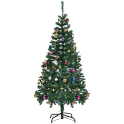 HOMCOM 5Ft Christmas Tree Artificial Xmas Holidays Party With Decoration Ornament In Green