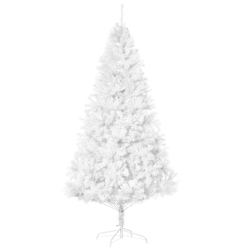 HOMCOM 7Ft Artificial Christmas Tree With 1230 Branch Tips And Metal Stand, Xmas Tree for Home Indoor Holiday In White