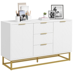 HOMCOM 47" Sideboard Buffet Cabinet \w Storage, Contemporary Coffee Bar \w Adjustable Shelves And Metal Legs, Kitchen Storage Cabinet \w Elevated
