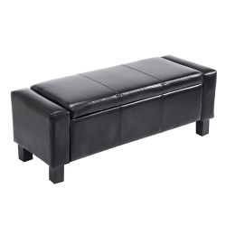 HOMCOM 42" Deluxe Faux Leather Padded Storage Ottoman Bench Foot Stool Seat Chair With Organizer In Black